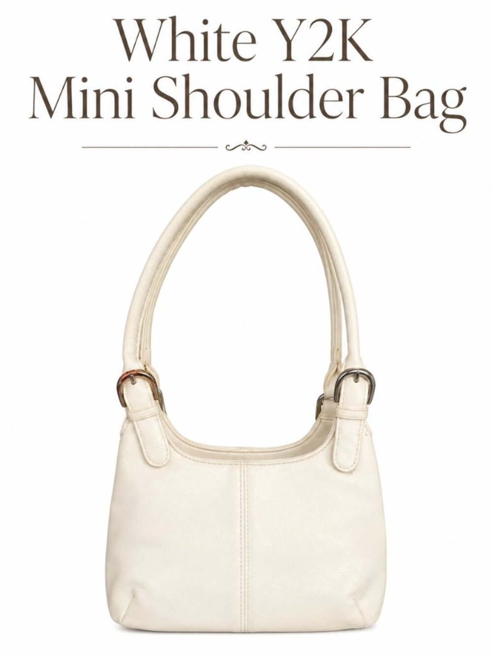 Y2K White Mini Shoulder Bag Faux Leather Hobo Purse